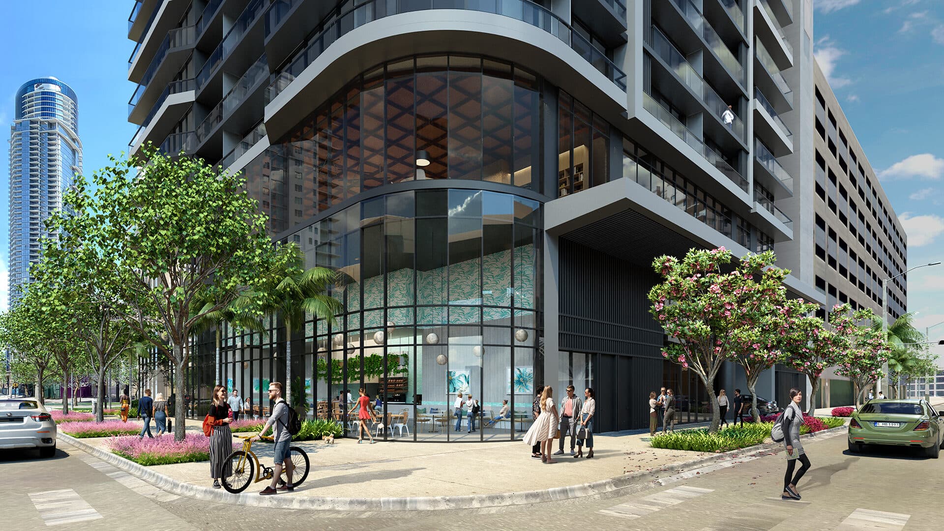 Refined downtown Miami residence exterior.